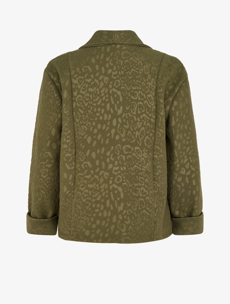 Veste boutonnée à motif léopard - Kaki - 2