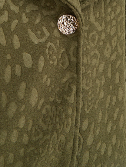 Veste boutonnée à motif léopard - Kaki - 3