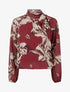 Blouse en voile imprimé floral à nouer - Lie de vin - 1