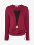 Pull à bords froncés et boucle décorative - Lie de vin - 1