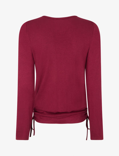 Pull à bords froncés et boucle décorative - Lie de vin - 2