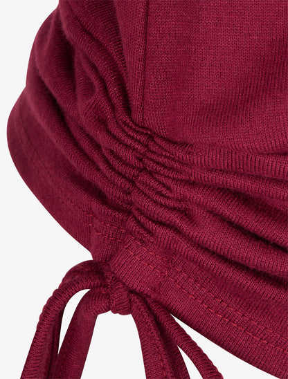 Pull à bords froncés et boucle décorative - Lie de vin - 3