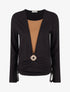 Pull à bords froncés et boucle décorative - Noir - 1