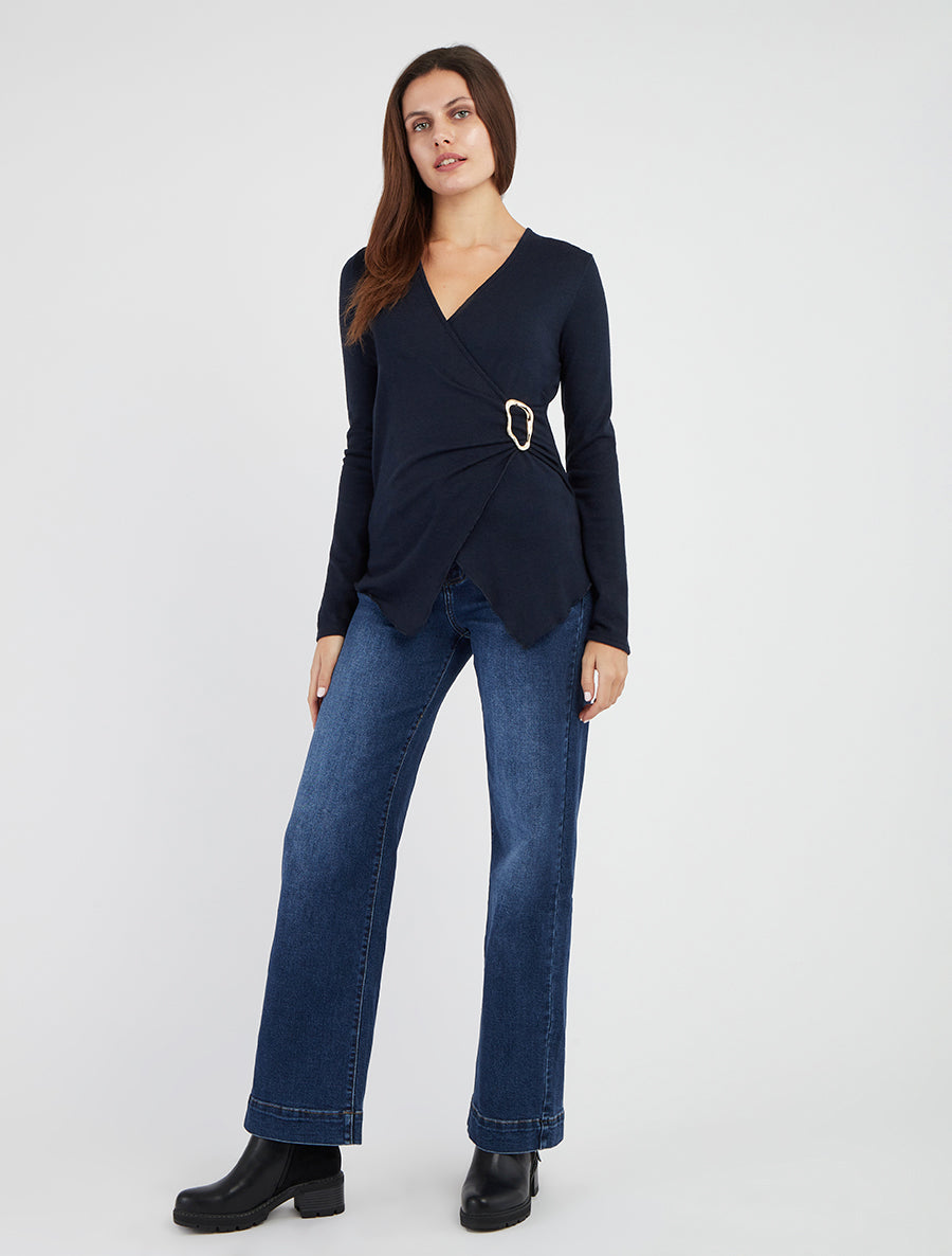 Omslagtrui met gesp - Marine