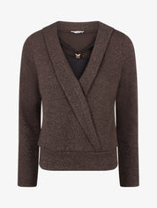 Pull superposé effet gaufré irisé - Chocolat - 1