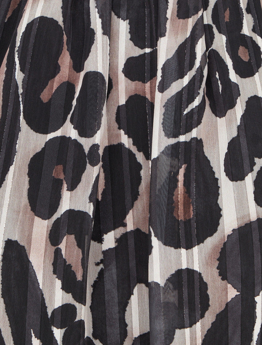 Blouse en voile imprimé léopard - Noir - 3