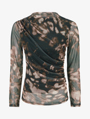 Top imprimé graphique en tulle - Noir - 1