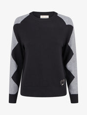Pull à détail coeur et bijou strassé - Noir - 1