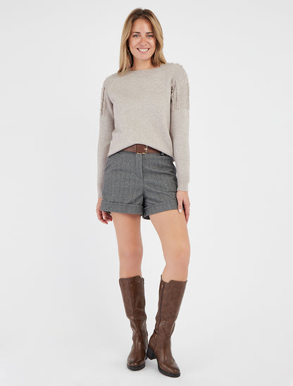 Effen trui met rafeldetail - Mol