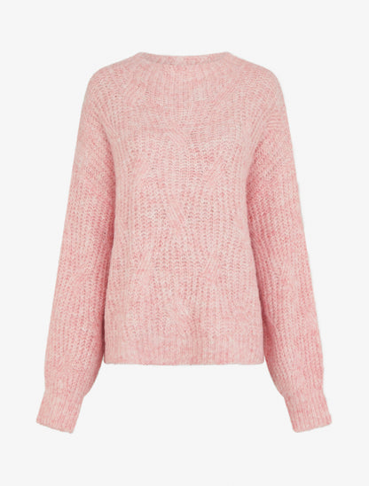 Pull uni en maille à détail irisé - Rose - 1