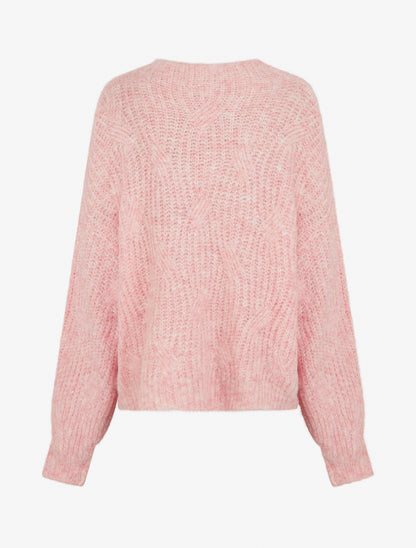 Pull uni en maille à détail irisé - Rose - 2