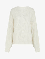 Pull uni en maille à détail irisé - Écru - 1