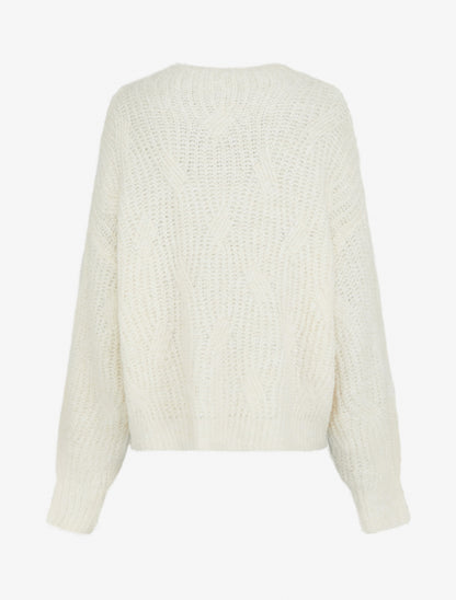 Pull uni en maille à détail irisé - Écru - 2