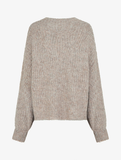 Pull uni en maille à détail irisé - Taupe - 2