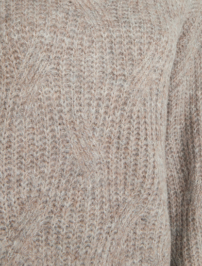 Pull uni en maille à détail irisé - Taupe - 3