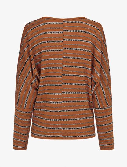 Pull dolman à rayures irisées - Camel - 2
