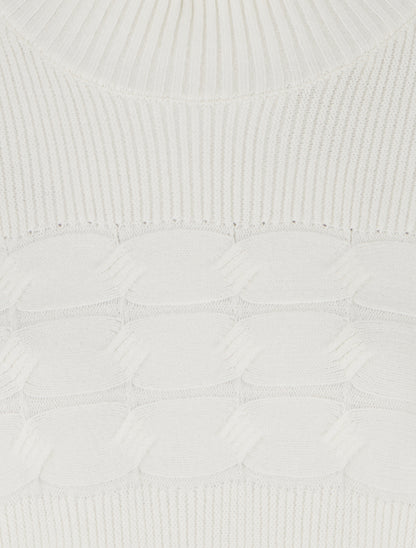 Pull ajusté à col montant et liens aux poignets - Écru - 3