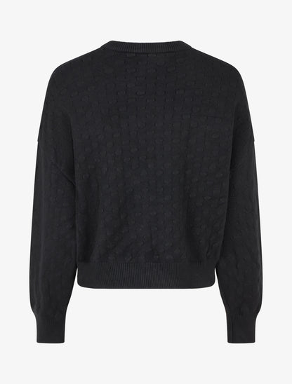 Pull court et ample en maille texturée - Noir - 2