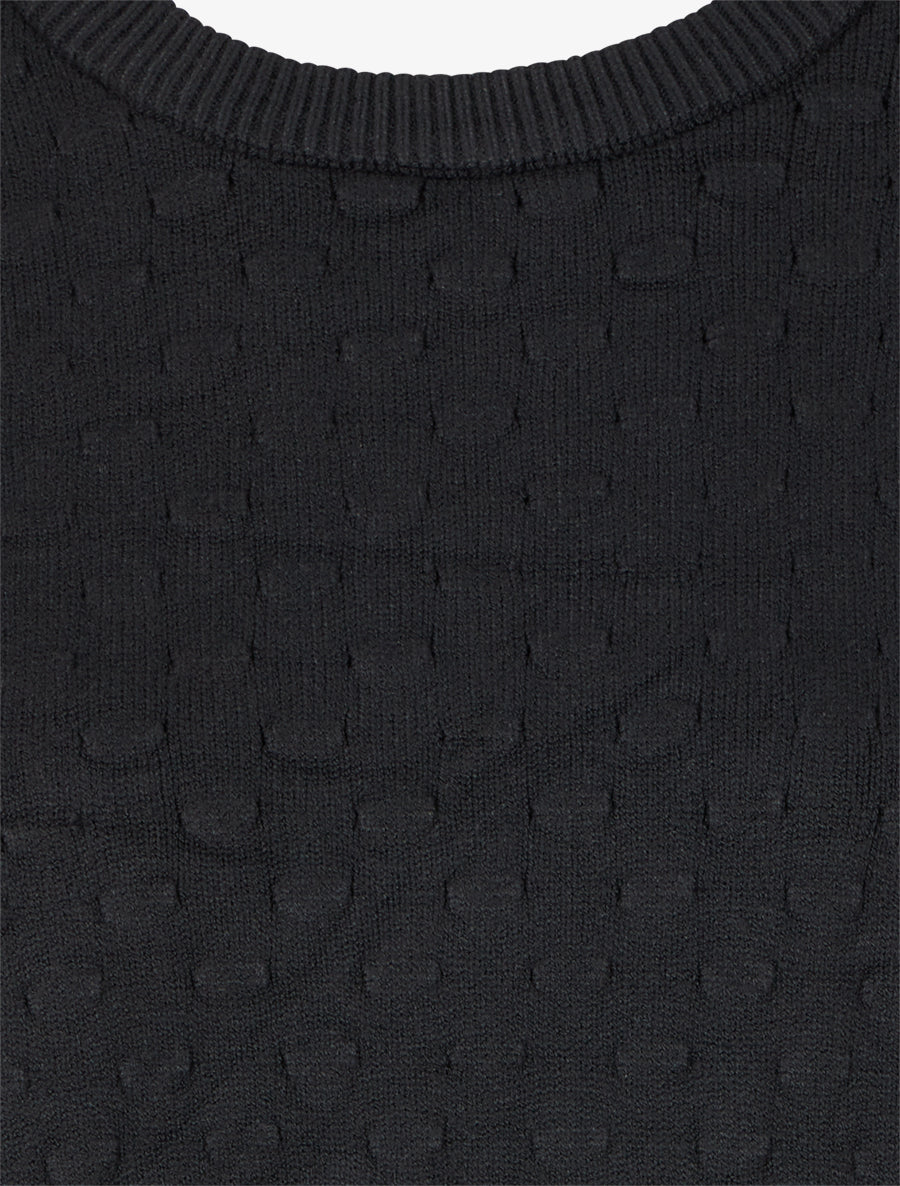 Pull court et ample en maille texturée - Noir - 3