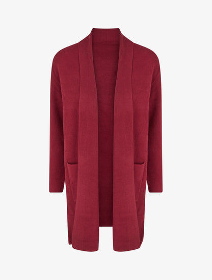 Gilet droit long à col châle - Bordeaux - 1