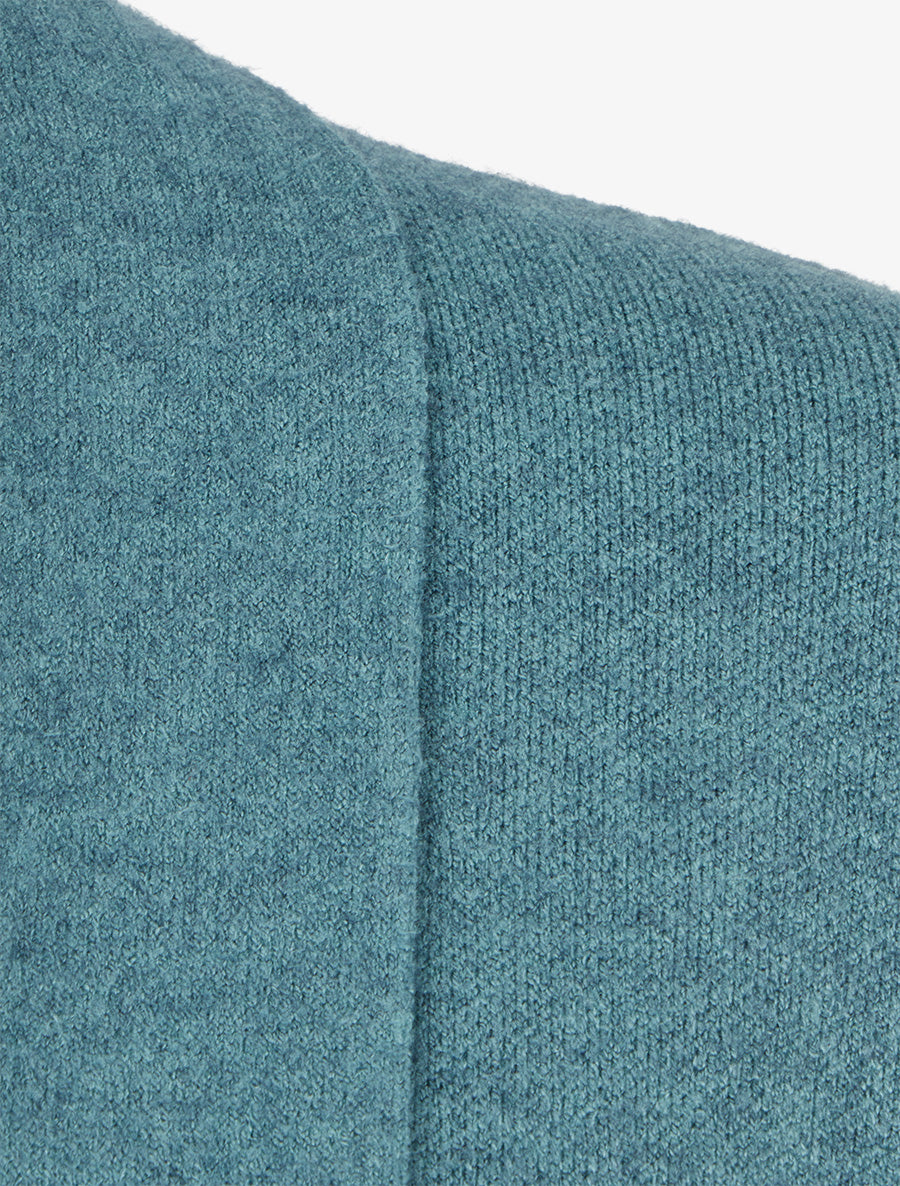 Gilet droit long à col châle - Bleu vert - 3