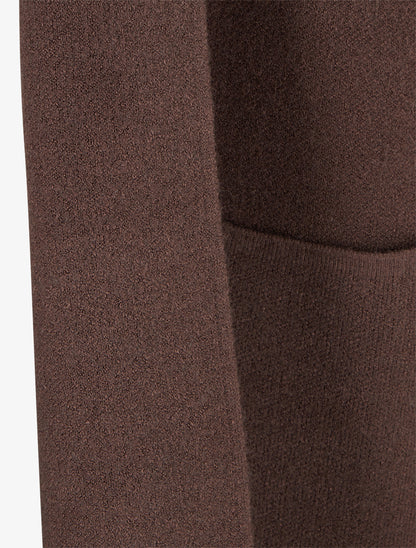 Gilet droit long à col châle - Marron - 3