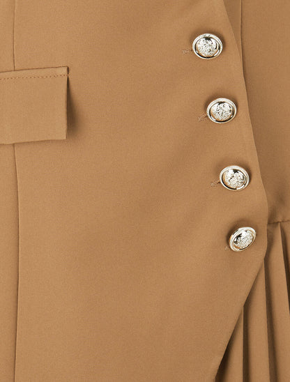 Veste longue à plis - Camel - 3