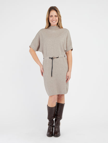Rechte trui-jurk met korte mouwen - Lichtmol