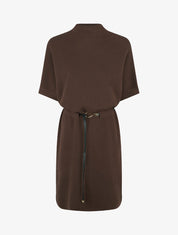 Robe pull droite à manches courtes - Marron - 1