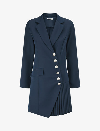 Veste longue à plis - Marine - 4