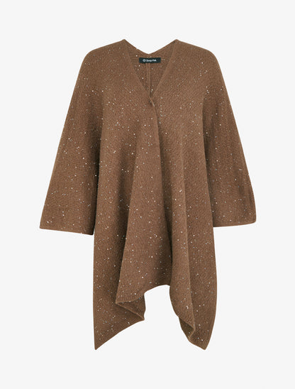 Poncho long uni à sequins - Marron - 1