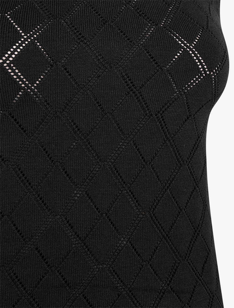Débardeur droit en maille effet quadrillé - Noir - 3