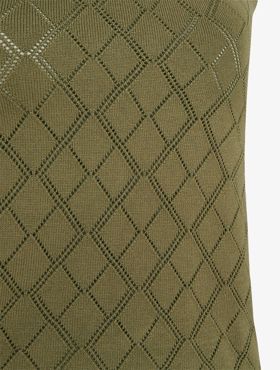 Débardeur droit en maille effet quadrillé - Kaki - 3