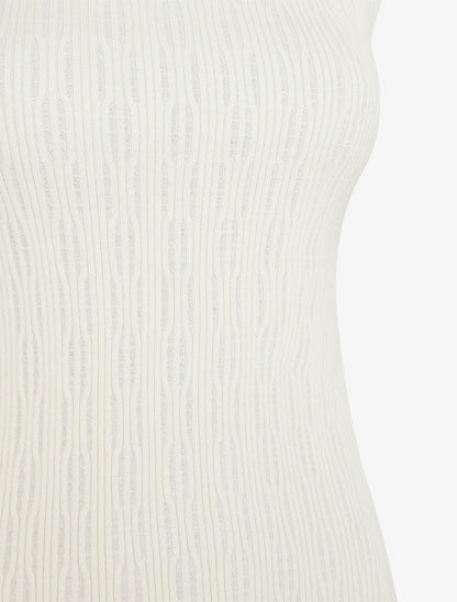 Débardeur en maille côtelée texturée - Écru - 3