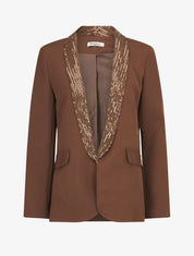 Blazer col à sequins - Marron - 4