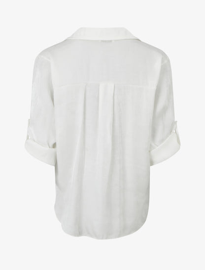 Chemisier asymétrique nacré à nouer - Blanc - 2
