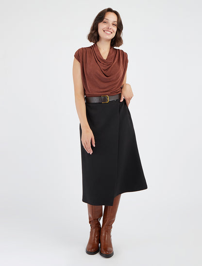 Wikkelrok van middellange lengte - Zwart