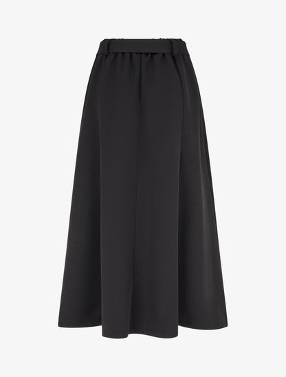 Jupe mi-longue unie à empiècement bijou - Noir - 2