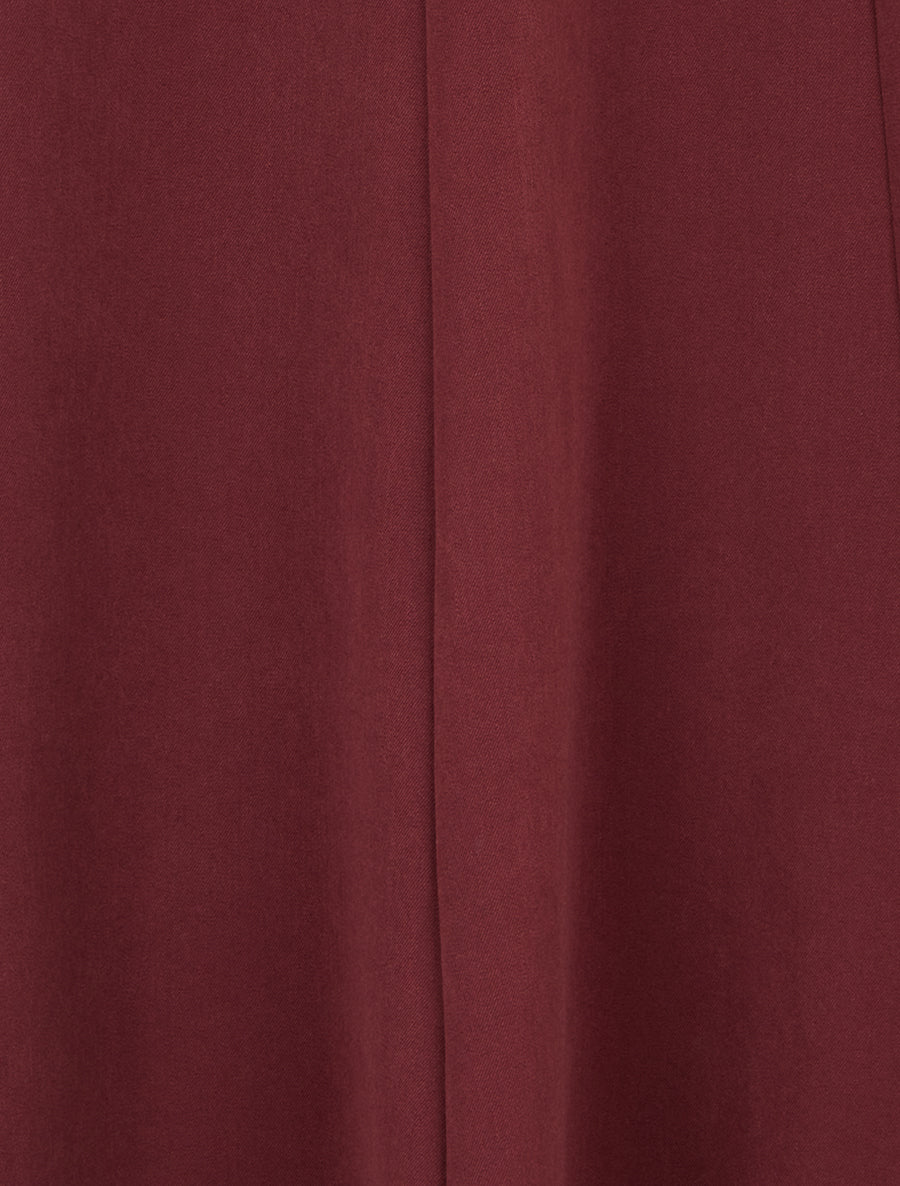 Jupe mi-longue unie à empiècement bijou - Lie de vin - 3