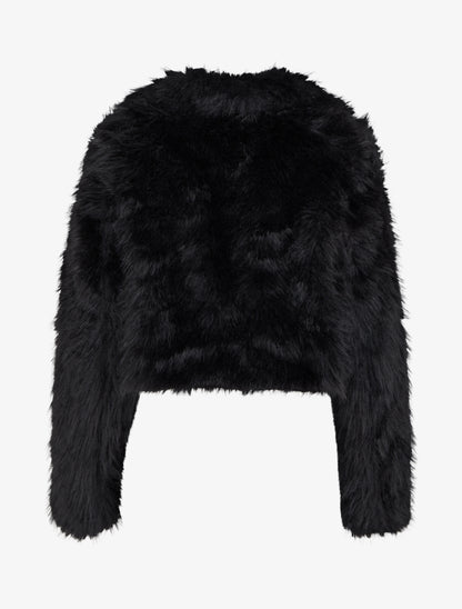Blouson court à fourrure synthétique - Noir - 2