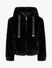 Blouson ample en fourrure synthétique - Noir - 1