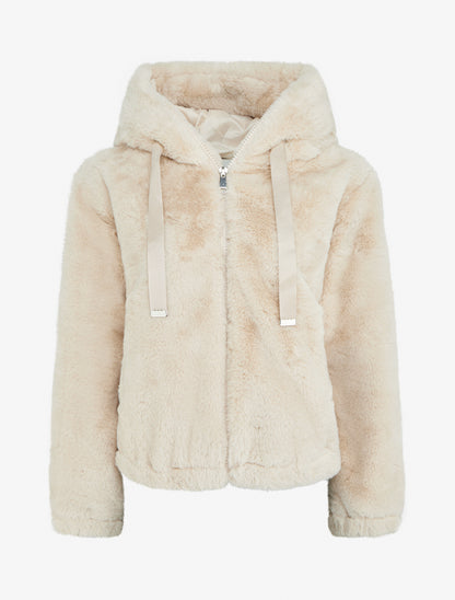 Blouson ample en fourrure synthétique - Beige - 1