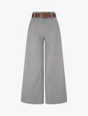 Pantalon wide leg en tweed - Gris - 1