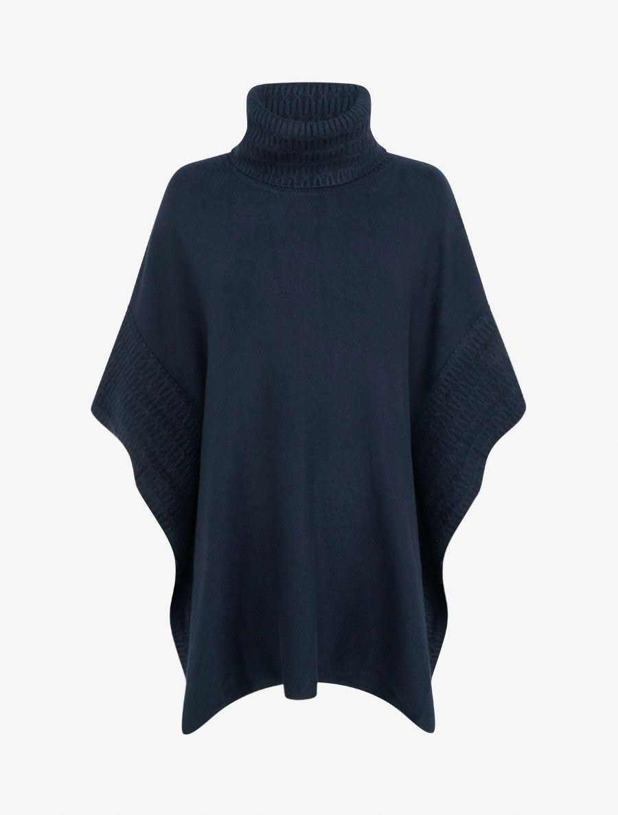 Poncho à col roulé - Marine - 1