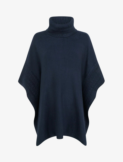 Poncho à col roulé - Marine - 1