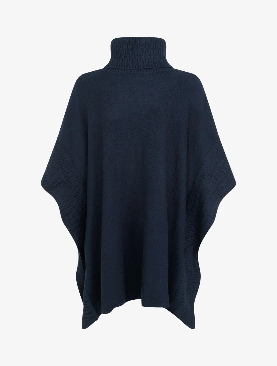 Poncho à col roulé - Marine - 2