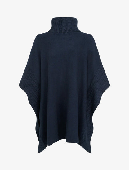 Poncho à col roulé - Marine - 2