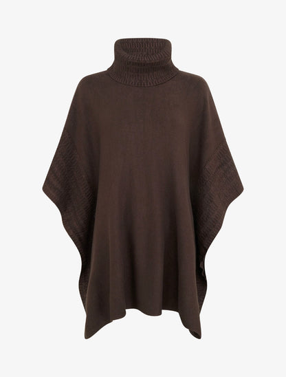 Poncho à col roulé - Marron - 1