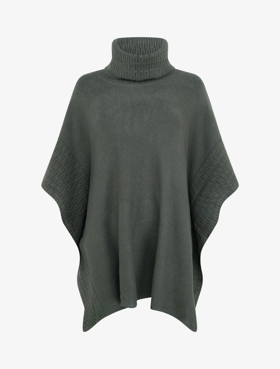 Poncho à col roulé - Kaki foncé - 1