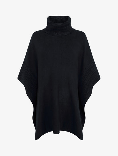 Poncho à col roulé - Noir - 1